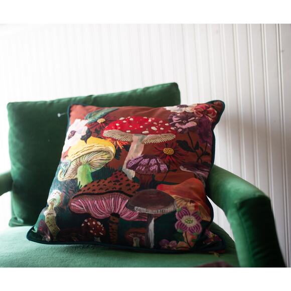 Anthropologie Nathalie Lete Embroidered Velvet Pillow Mushroom - Picture 2 of 4